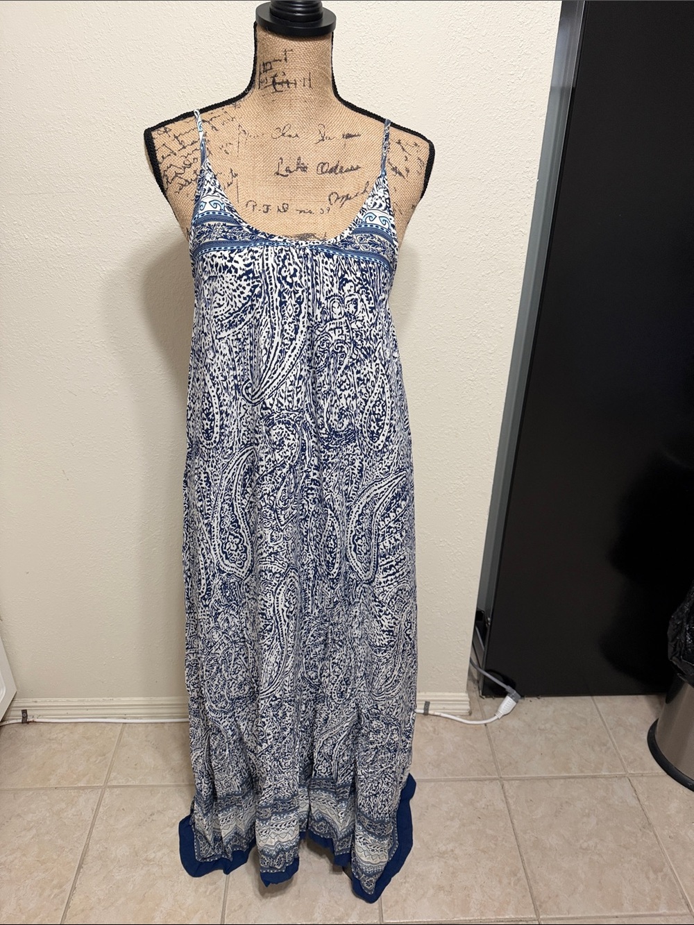 BUNDLE Blue & White Paisley Maxi Dress and sweater